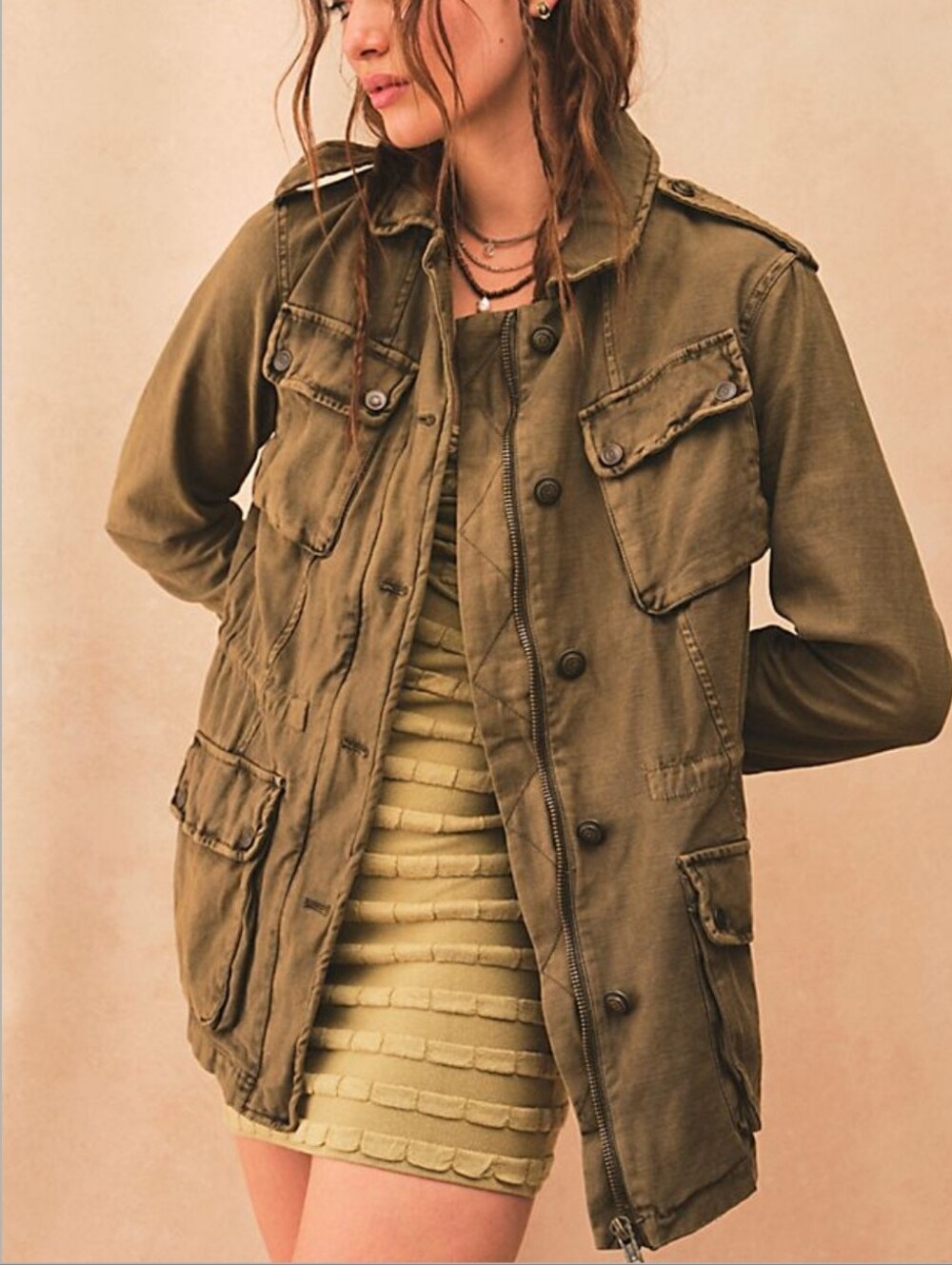 Free People Not Your Brother's Surplus Jacket XS Green Utility Military Cargo